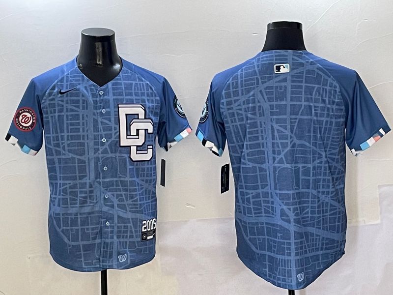 Men Washington Nationals Blank Blue Joint Name Nike 2025 MLB Jersey style 2